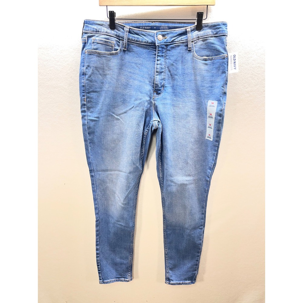 Old Navy High Rise Rockstar Super Skinny Jeans Womens 16 Plus‎ Denim Blue 3168